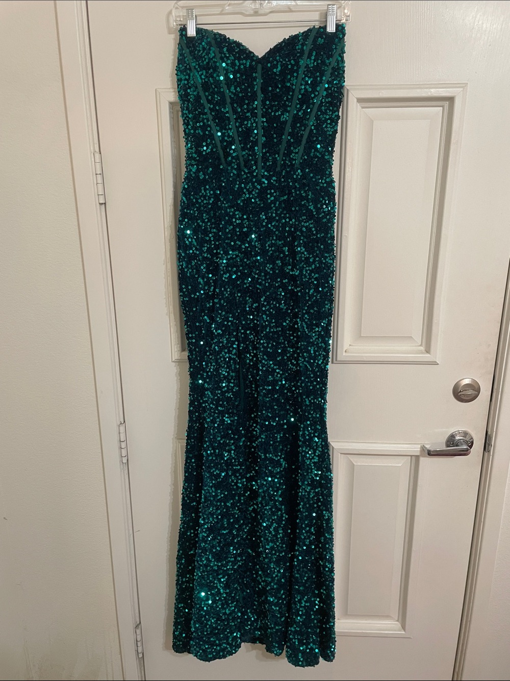 Spectacular Sequins Teal Maxi Dress sz. S